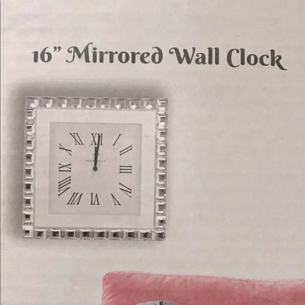 Luxurious & Glamorous Crystal Trim Mirrored 16” Wall Clock